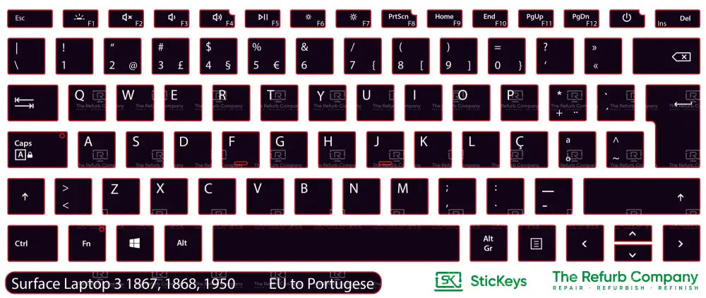 SticKeys® for Microsoft Surface Laptop 3 1867, 1868, 1950