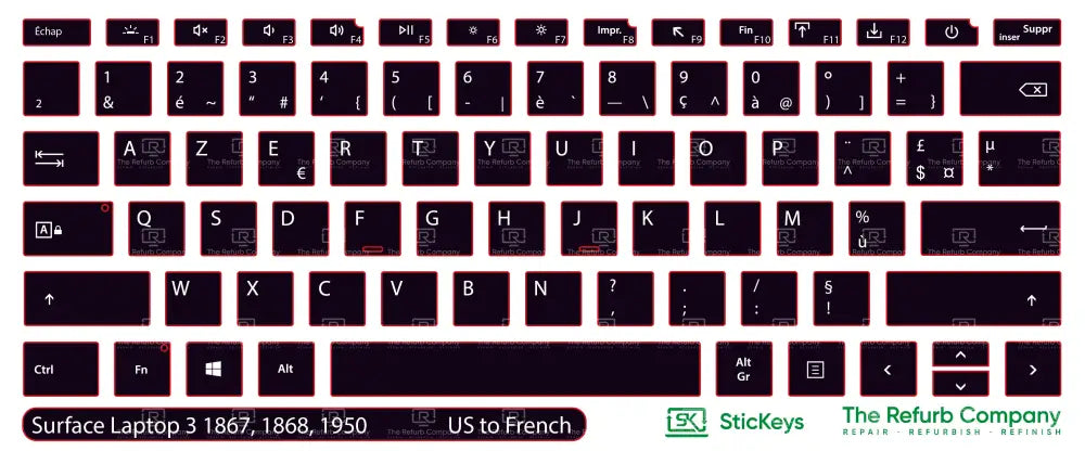 SticKeys® for Microsoft Surface Laptop 3 1867, 1868, 1950