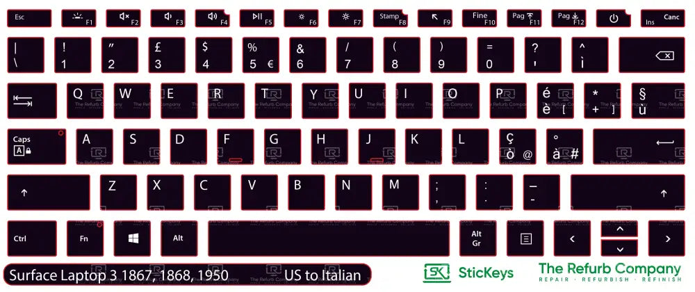SticKeys® for Microsoft Surface Laptop 3 1867, 1868, 1950