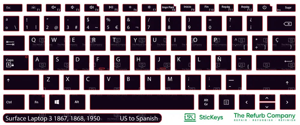 SticKeys® for Microsoft Surface Laptop 3 1867, 1868, 1950
