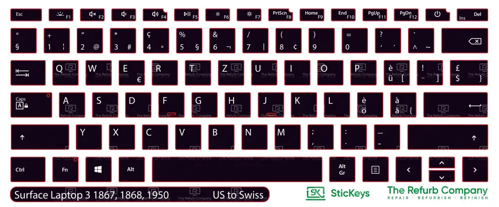 SticKeys® for Microsoft Surface Laptop 3 1867, 1868, 1950