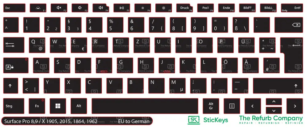 SticKeys® for Microsoft Surface Pro 8, 9, X 1905, X 2015, X 1962