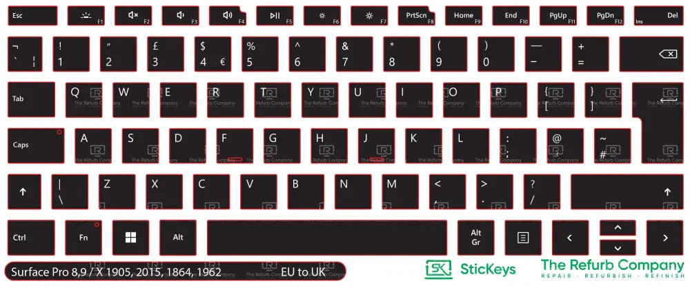 SticKeys® for Microsoft Surface Pro 8, 9, X 1905, X 2015, X 1962