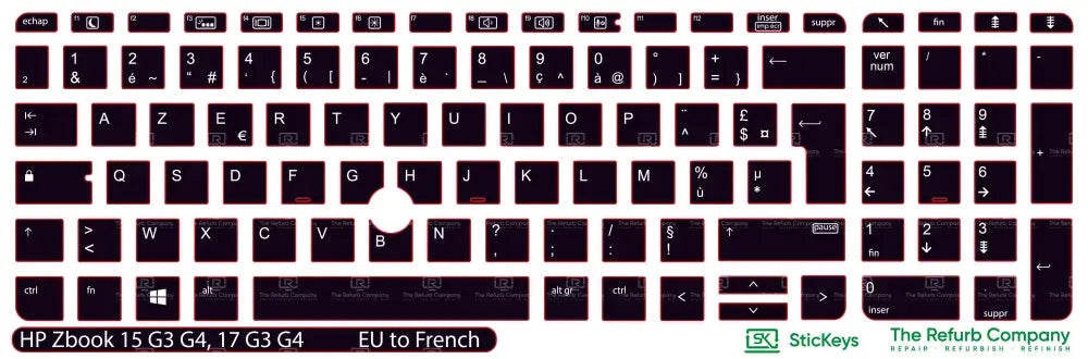 SticKeys® for HP Zbook 15 G3, 15 G4, 15U G3, 15U G4, 17 G3, 17 G4