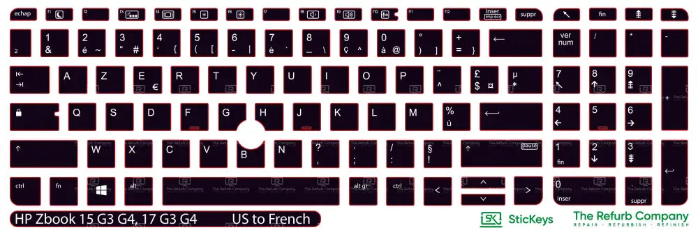 SticKeys® for HP Zbook 15 G3, 15 G4, 15U G3, 15U G4, 17 G3, 17 G4
