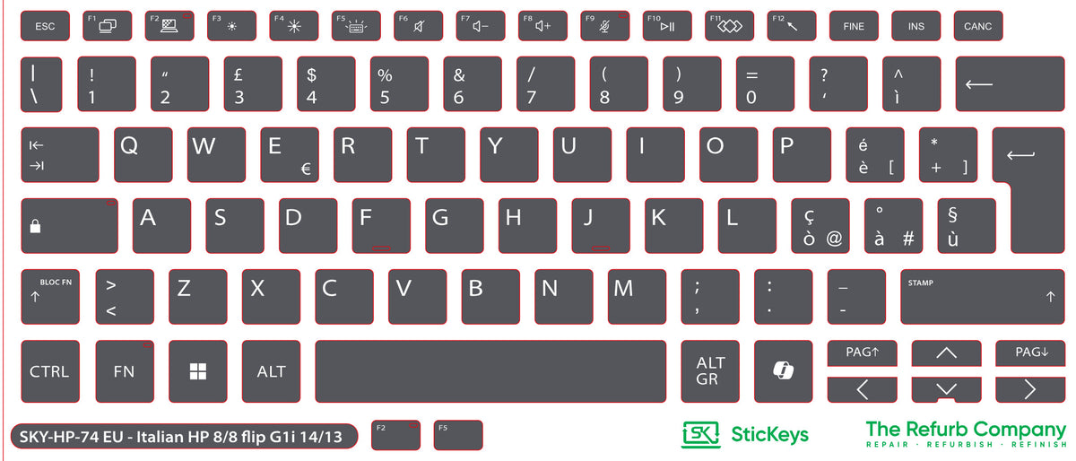 SticKeys for HP 8 G1i 14" / 8 G1i 14" Flip / X G1i 14 AI