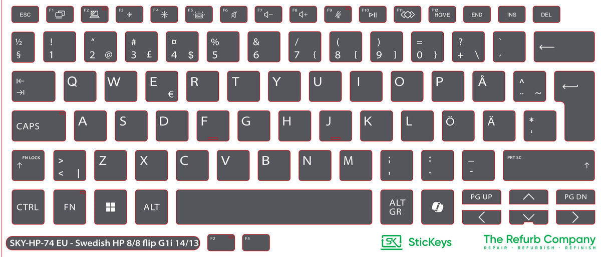 SticKeys for HP 8 G1i 14" / 8 G1i 14" Flip / X G1i 14 AI