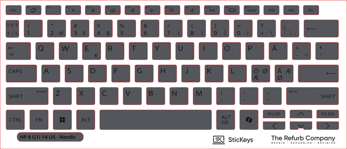 SticKeys for HP 8 G1i 14" / 8 G1i 14" Flip / X G1i 14 AI