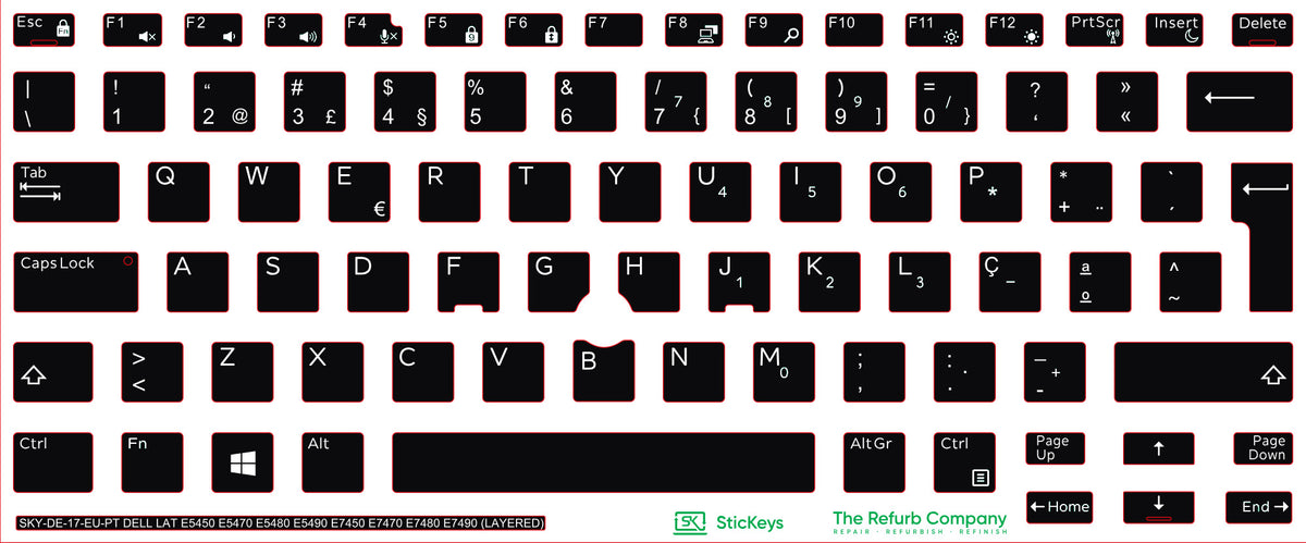 SticKeys for Dell Latitude E5450 E5470 E5480 E5490 E7450 E7470 E7480 E7490
