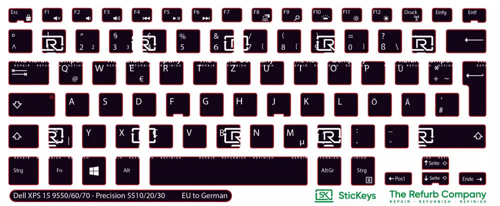 SticKeys® for Dell XPS 15 9550, 15 9560, 15 9570 - Dell Precision 5510, 5520, 5530