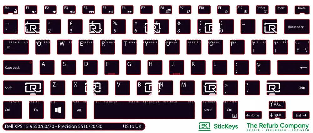 SticKeys® for Dell XPS 15 9550, 15 9560, 15 9570 - Dell Precision 5510, 5520, 5530