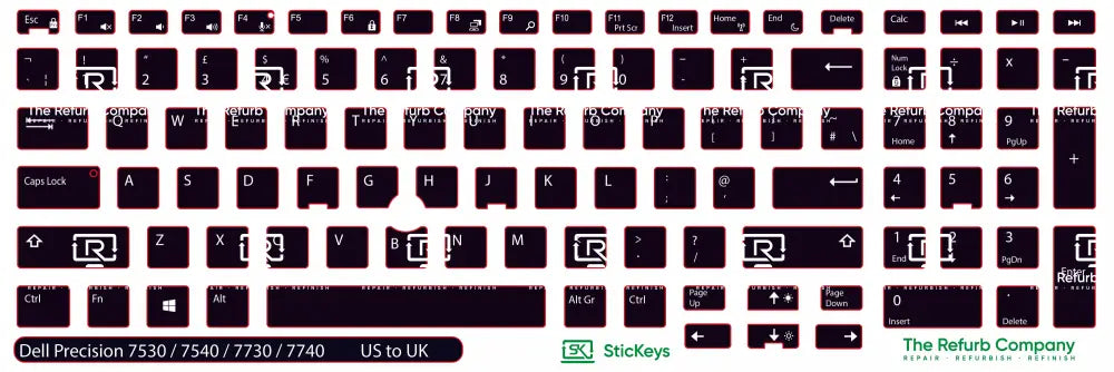 SticKeys® for Dell Precision 7530, 7540, 7730, 7740