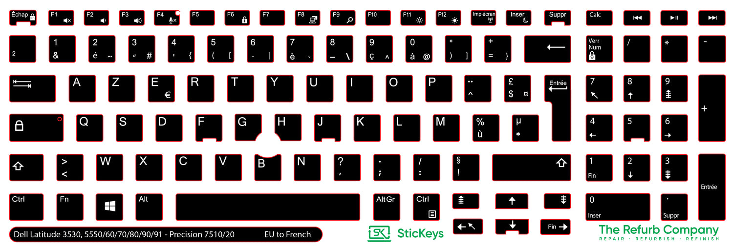 SticKeys® for Dell Latitude 3530, 5550, 5570, 5580, 5590, 5591 / Dell Precision 7510, 7520