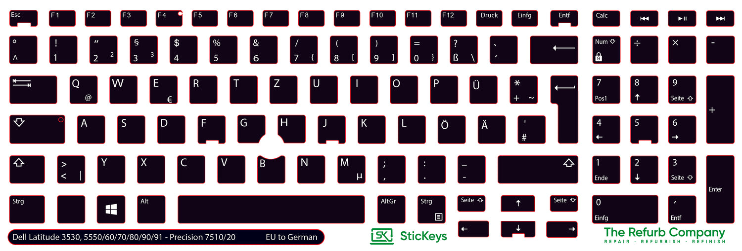 SticKeys® for Dell Latitude 3530, 5550, 5570, 5580, 5590, 5591 / Dell Precision 7510, 7520