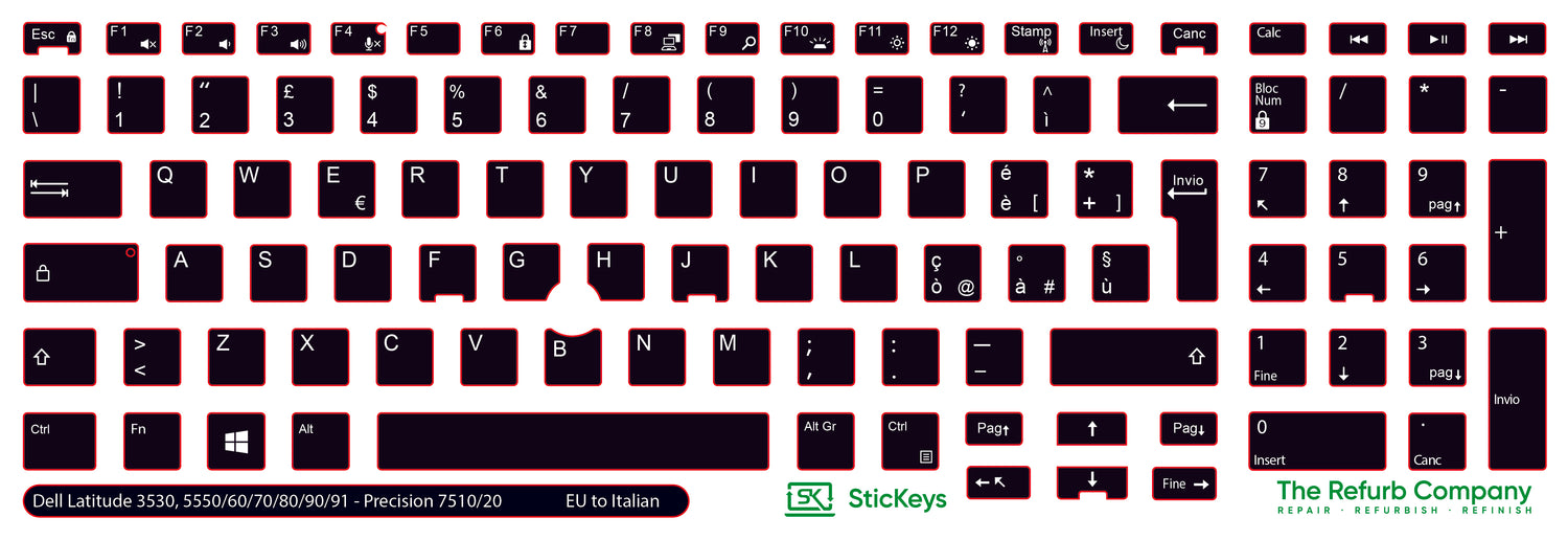 SticKeys® for Dell Latitude 3530, 5550, 5570, 5580, 5590, 5591 / Dell Precision 7510, 7520