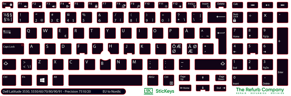 SticKeys® for Dell Latitude 3530, 5550, 5570, 5580, 5590, 5591 / Dell Precision 7510, 7520