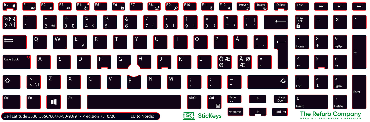 SticKeys® for Dell Latitude 3530, 5550, 5570, 5580, 5590, 5591 / Dell Precision 7510, 7520