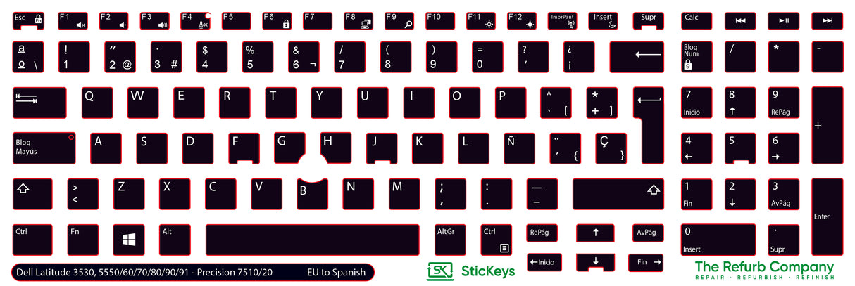 SticKeys® for Dell Latitude 3530, 5550, 5570, 5580, 5590, 5591 / Dell Precision 7510, 7520