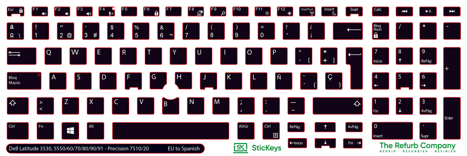 SticKeys® for Dell Latitude 3530, 5550, 5570, 5580, 5590, 5591 / Dell Precision 7510, 7520