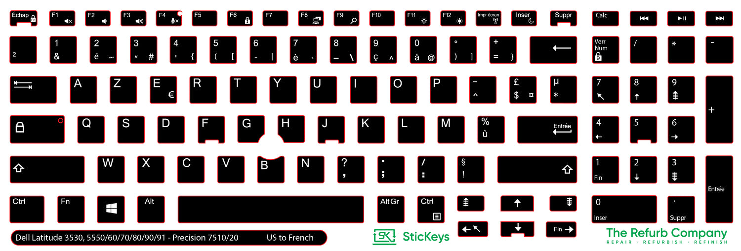 SticKeys® for Dell Latitude 3530, 5550, 5570, 5580, 5590, 5591 / Dell Precision 7510, 7520