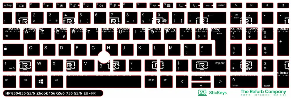 SticKeys® for HP Elitebook 855, 755 G5,755 G6, 850 G5, 850 G6, 855 G5, 855 G6 - HP Zbook 15u G5, 15u G6