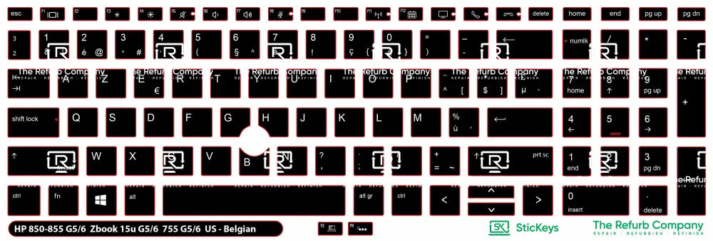 SticKeys® for HP Elitebook 855, 755 G5,755 G6, 850 G5, 850 G6, 855 G5, 855 G6 - HP Zbook 15u G5, 15u G6