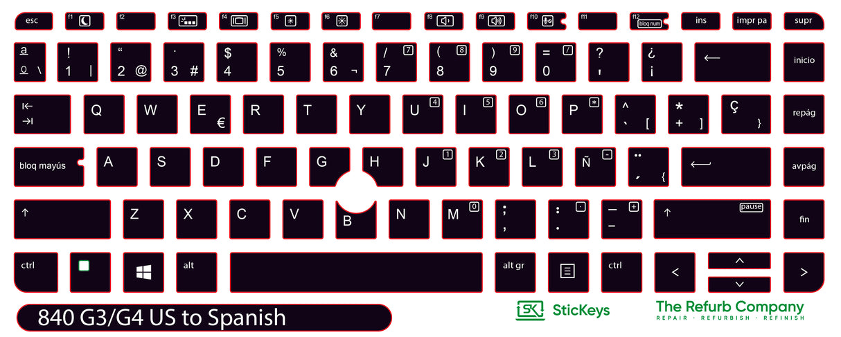 SticKeys® for HP Elitebook 840 G3, G4 / HP Probook 640 G2, G3