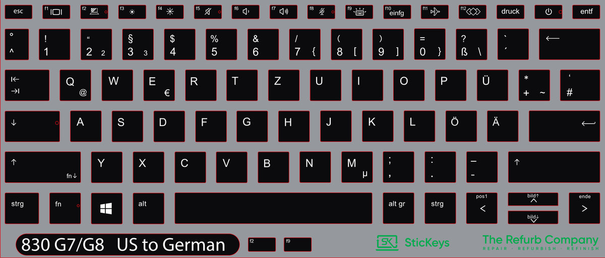 SticKeys for HP EliteBook 830 G7, G8,  x360 830 G7/G8, 430 G8, 630 G7/G8/G10