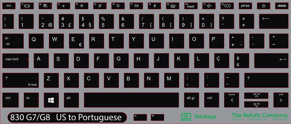 SticKeys for HP EliteBook 830 G7, G8,  x360 830 G7/G8, 430 G8, 630 G7/G8/G10