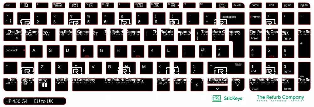 SticKeys® for HP Probook 450 G3, G4 / 455 G3, G4 / 470 G3, G4 / 650 G2, G3 / 655 G2
