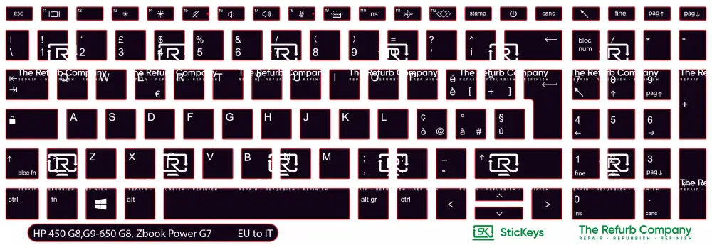 SticKeys® for HP Probook 450 G8, G9, G10 /  650 G8, G9 / HP Zbook Power G7