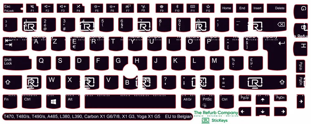 SticKeys® for Lenovo Thinkpad A485 / T470 / T470s / T480 / T480s / T490 / T490s / Yoga X1 G5 / Carbon X1 G6 / Carbon X1 G7 / Carbon X1 G8