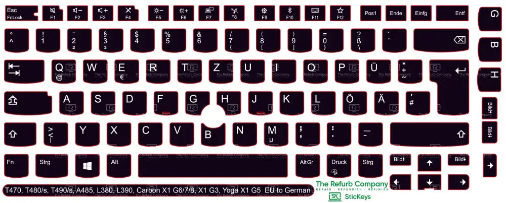 SticKeys® for Lenovo Thinkpad A485 / T470 / T470s / T480 / T480s / T490 / T490s / Yoga X1 G5 / Carbon X1 G6 / Carbon X1 G7 / Carbon X1 G8