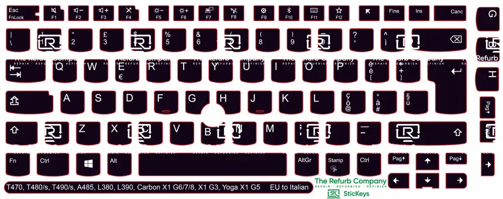 SticKeys® for Lenovo Thinkpad A485 / T470 / T470s / T480 / T480s / T490 / T490s / Yoga X1 G5 / Carbon X1 G6 / Carbon X1 G7 / Carbon X1 G8