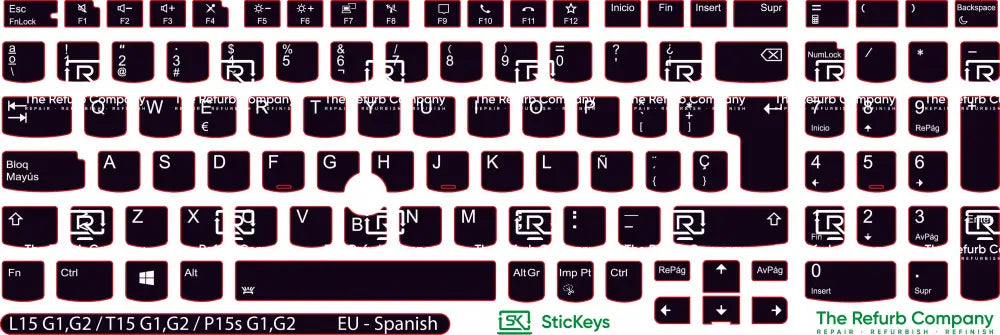 SticKeys® for Lenovo Thinkpad L15 G1, G2 / P15S G1, G2 / T15 G1, G2