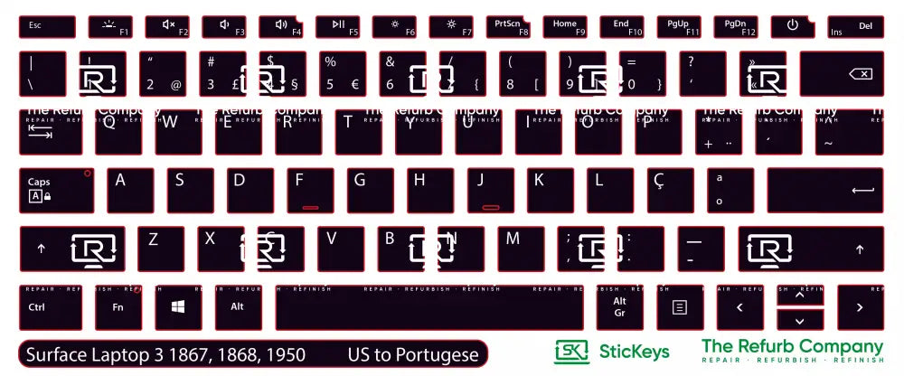 SticKeys® for Microsoft Surface Laptop 3 1867, 1950