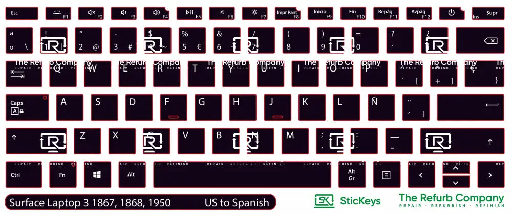 SticKeys® for Microsoft Surface Laptop 3 1867, 1950