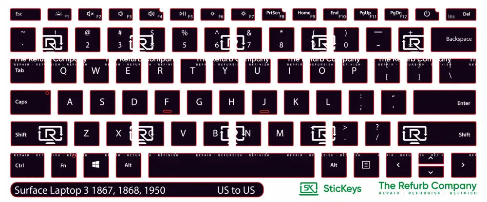 SticKeys® for Microsoft Surface Laptop 3 1867, 1950