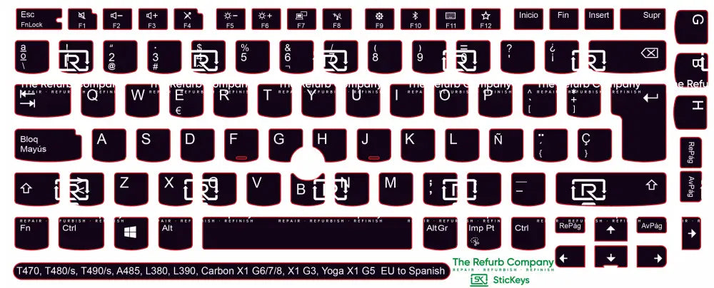 SticKeys® for Lenovo Thinkpad A485 / T470 / T470s / T480 / T480s / T490 / T490s / Yoga X1 G5 / Carbon X1 G6 / Carbon X1 G7 / Carbon X1 G8